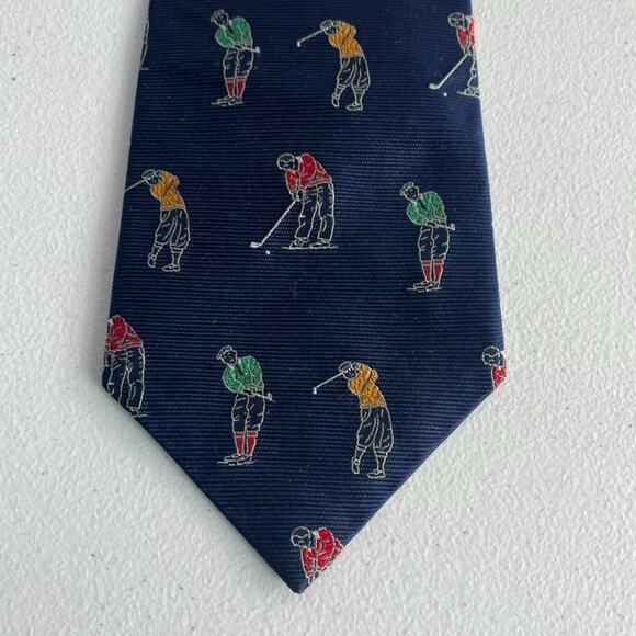 Vintage Polo By Ralph Lauren Men's Tie Golf Golfer Motif 100% Silk Handmade - Picture 2 of 8